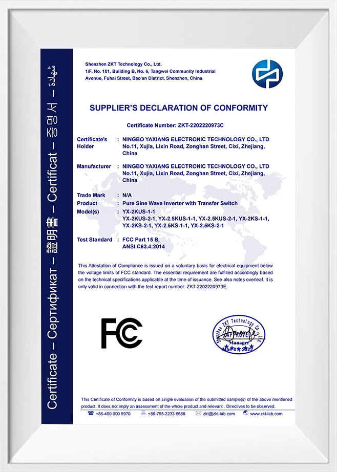 Certificado YX-2KUS-1-1-FCC_Test